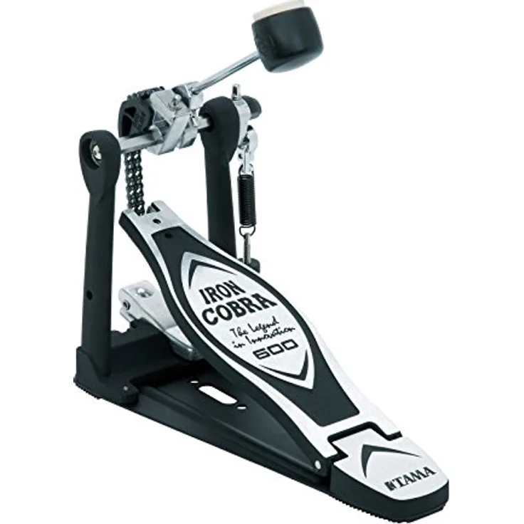 Tama Iron Cobra HP600D Einzelfußmaschine, Duo Glide Kettenblatt, Doppelkette, einstellbare Federspannung, mit Bodenplatte