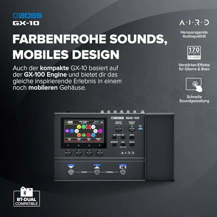 Boss GX-10, Gitarren-Multieffektpedal mit 198 Speicherplätzen, Touchscreen und AIRD-Technologie – Bild 2