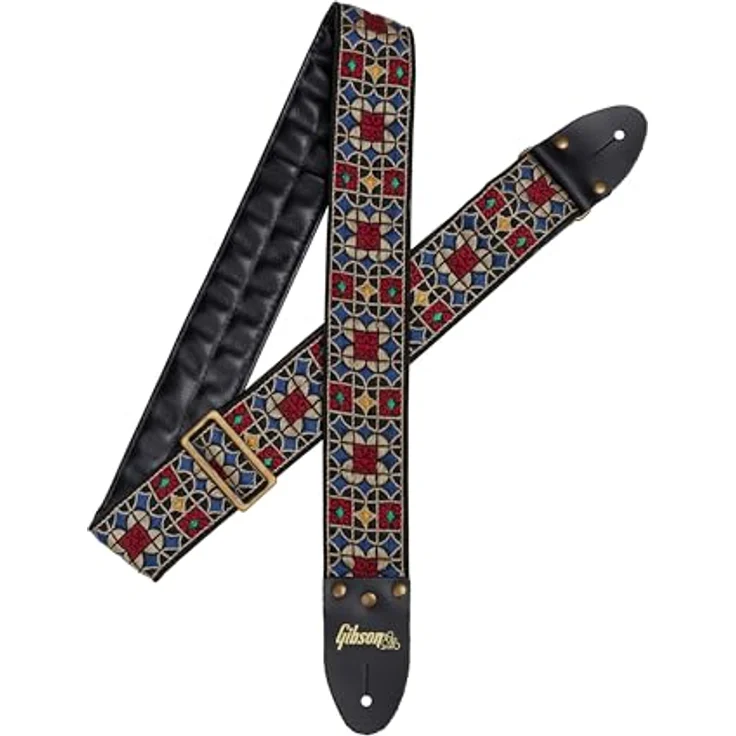 Gibson The Mosaic Strap, Gitarrengurt aus Premium Material, mehrfarbig, Lederenden mit goldfarbenem Logo, einstellbare Länge 88 - 153 cm – Bild 1