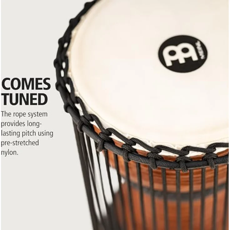Meinl ATD-L African Talking Drum, 8" x 16", Mahagoni Holz, handselektierte Ziegenfelle, ergonomischer Holzschlägel, braun/schwarz – Bild 5