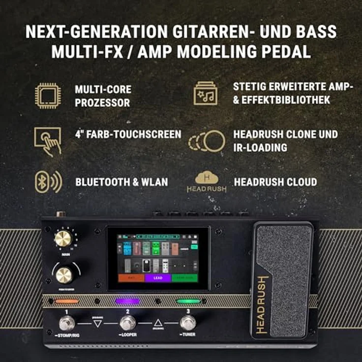 HeadRush Flex Prime, Gitarre und Bass Multi-Effekt Pedal mit 4" Touchscreen, Looper, WLAN, Bluetooth und USB Audio Interface – Bild 2