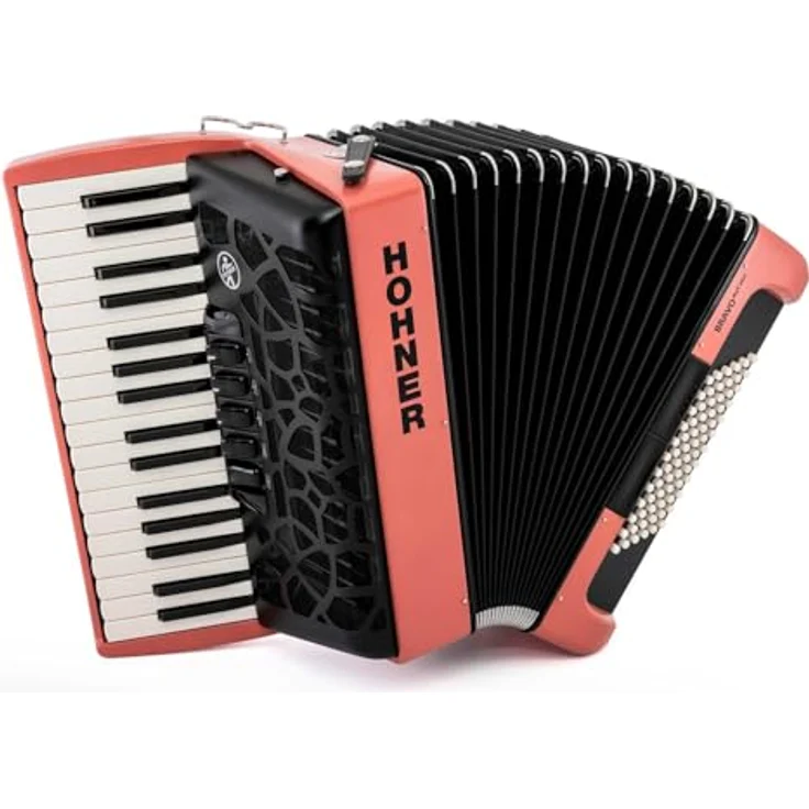 Hohner Bravo III 72 myColor Fire, Piano-Akkordeon mit 72 Bässen, 34 Tasten, venetian red, inkl. Trageriemen und Gig Bag – Bild 1
