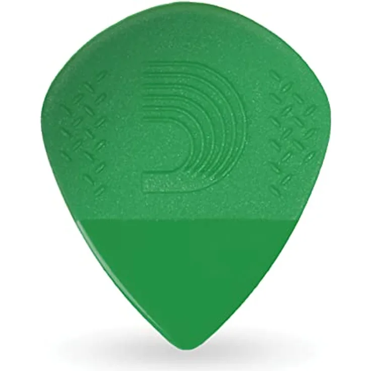 Daddario Nylpro Plus Plectrums Set, 10 Stück, Jazz-Form, Stärke 1,4mm, spritzgegossene Kombination aus Nylon und Glasfaser, zweiseitiges Griffmuster, made in USA