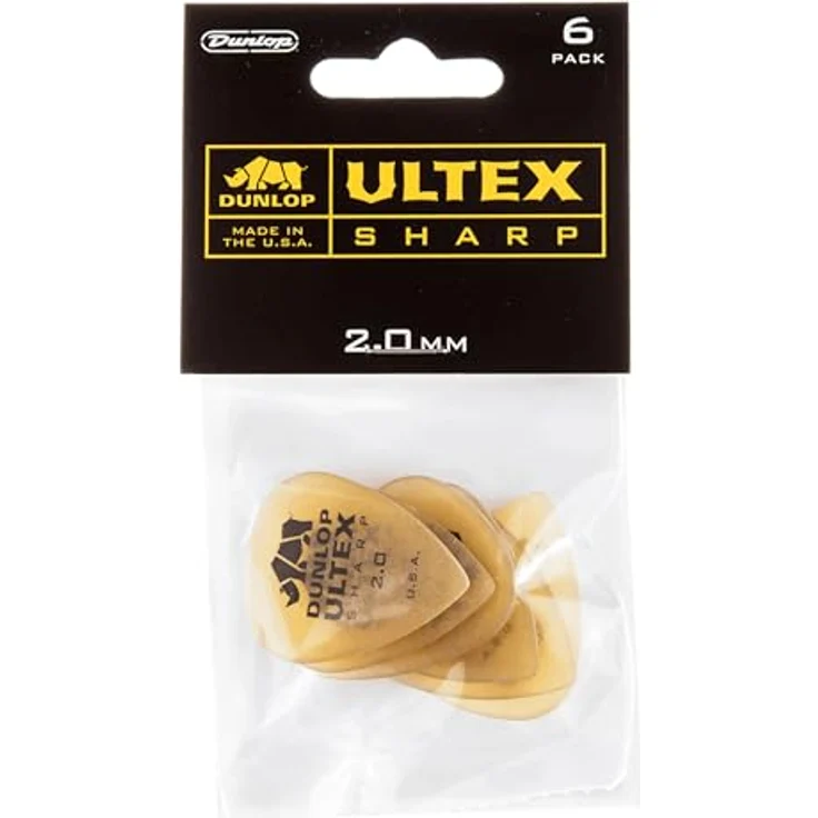 Dunlop Ultex Sharp Player's Picks 2.0, Plektrum Set mit 6 Stück, Stärke 2.0 mm – Bild 1