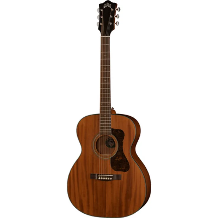 Guild OM-320 Nat, Westerngitarre mit massivem Mahagonikorpus, Palisandergriffbrett und C-Halsprofil, Satin Finish in Natur