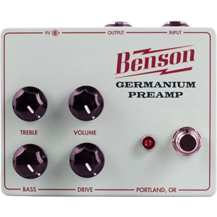 Benson Germanium Preamp, Overdrive-Pedal für E-Gitarre mit Germanium-Gain-Stufe, Made in USA
