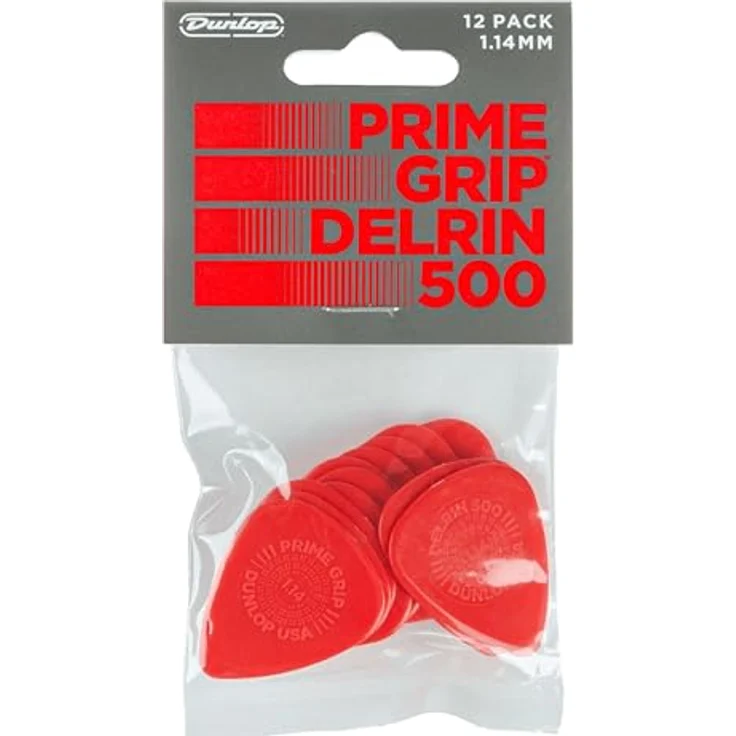 Dunlop Primegrip Delrin 500 Plektrum 1.14 mm, 12er Pack, Standardform für verbesserte Kontrolle – Bild 1