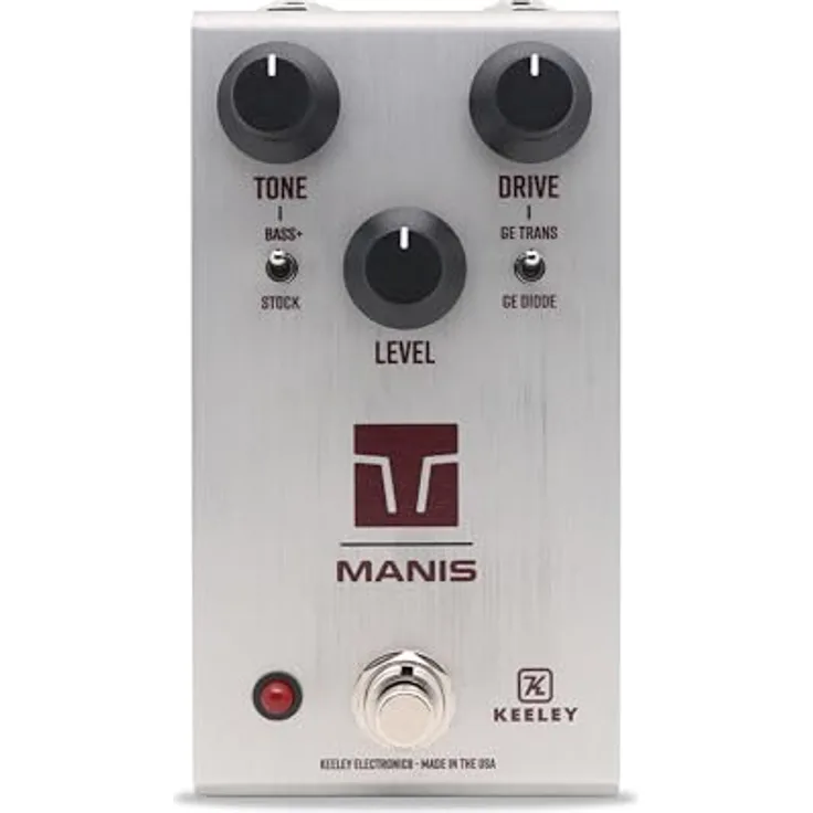 Keeley Manis Overdrive, flexibles Klone-Style Overdrive-Pedal mit Germanium-Dioden und Transistoren, Bass Boost, True Bypass, 9V - 18V DC, Aluminiumgehäuse