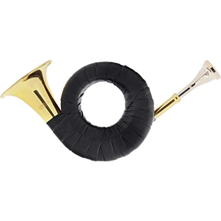 Classic Cantabile Brass Taschenjagdhorn, Bb-Stimmung, Messing mit Klarlack, inklusive Velour-Tasche und Mundstück, 80mm Schallbecher