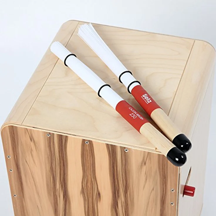 Sela SE 036 Cajon Brush 250, Nylonfaser mit Ahorn-Holzgriff und Härtegrad-Einstellung, Länge 35 cm – Bild 2