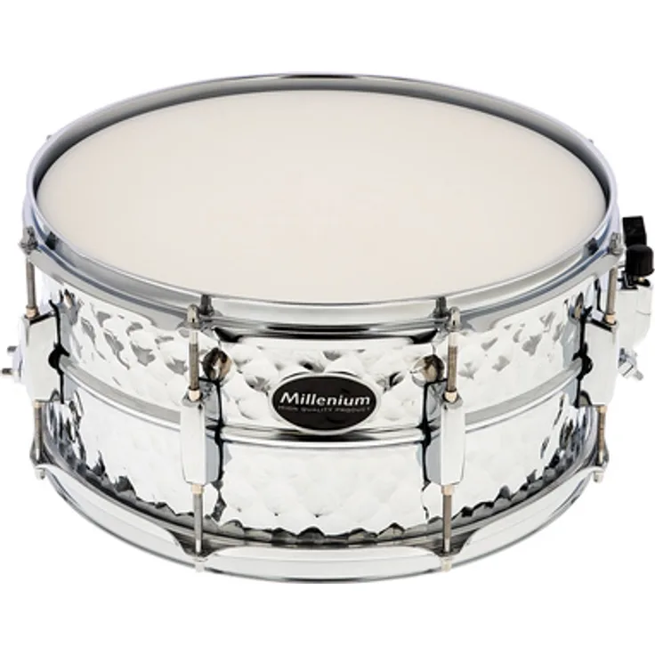 Millenium 14"x6,5" Hammer Steel Snare Drum, 1,0mm gehämmter Stahlkessel, warmer Grundsound, vielseitig einsetzbar