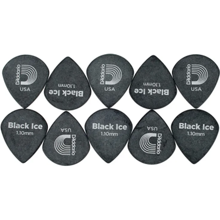Daddario 3DBK6-10 Black Ice Picks Heavy, Plektrum Set mit 10 Picks, 1,10mm Stärke