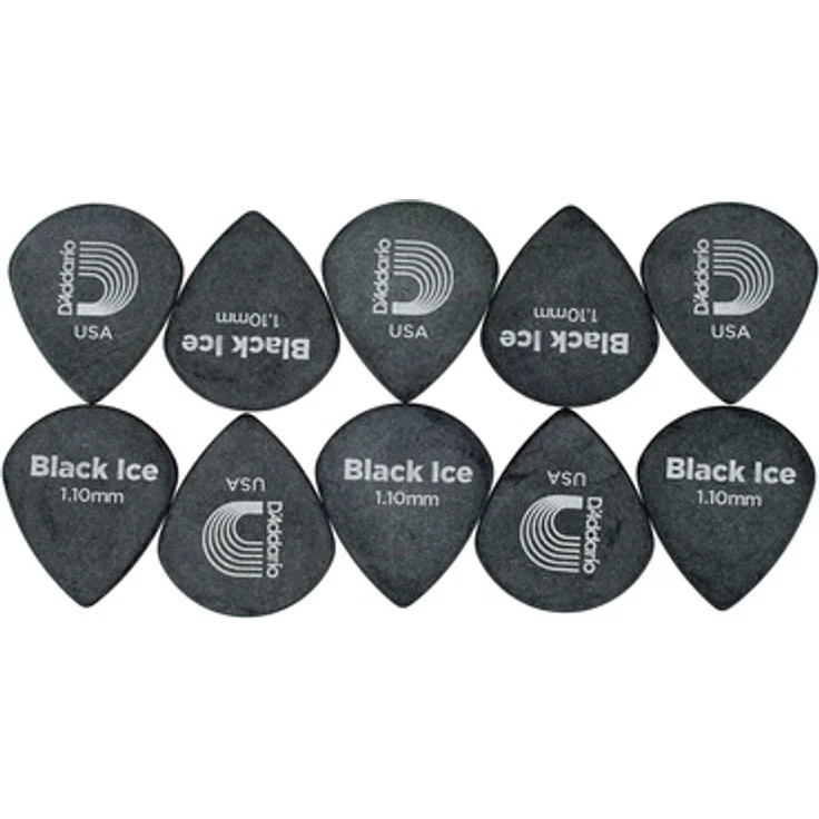 Daddario 3DBK6-10 Black Ice Picks Heavy, Plektrum Set mit 10 Picks, 1,10mm Stärke