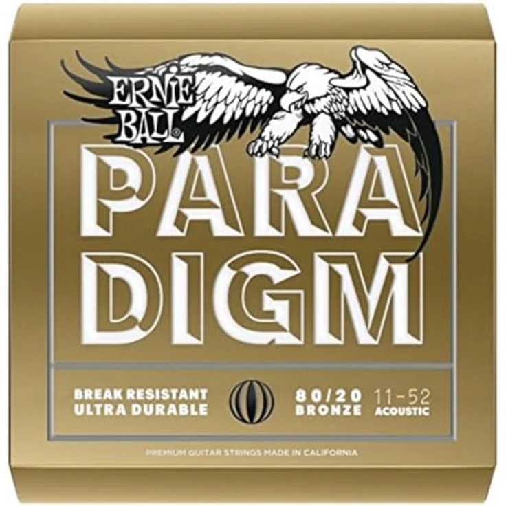 Ernie Ball Paradigm Light 80/20 Bronze Akustikgitarren Saiten, 11-52 Gauge, ultrahochfester Stahlkerndraht, korrosionsbeständig, ikonischer Erdholzton – Bild 3