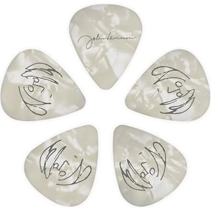 Daddario 1CWH4-01JL Lennon Cartoon, John Lennon Signature Gitarrenplektren, Medium Stärke 0,70 mm, 10er-Pack, perlweißes Celluloid – Bild 1
