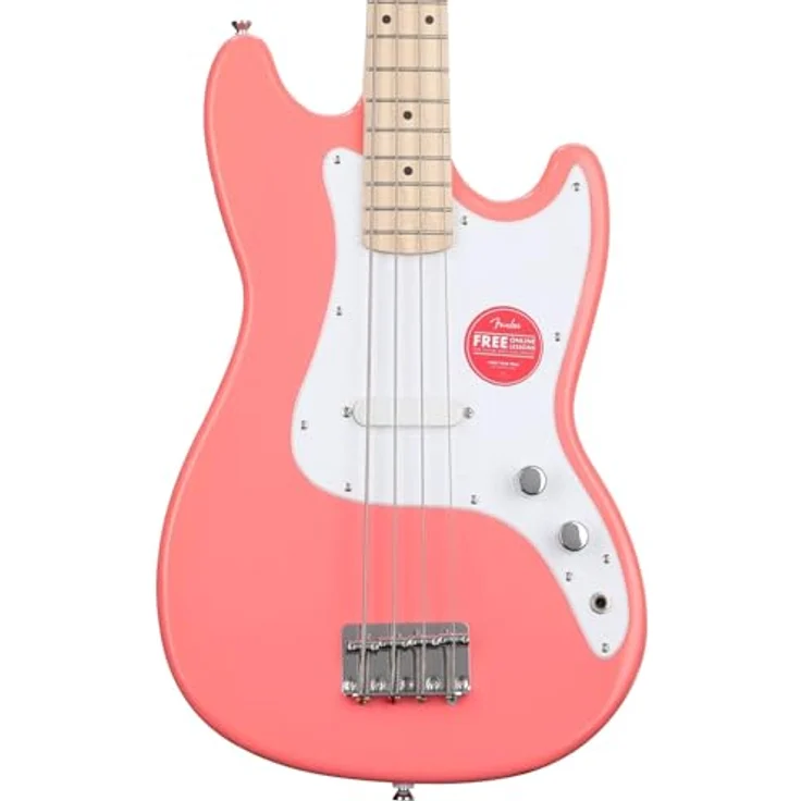 Squier Sonic Bronco E-Bass, 4-Saiter mit Poplar Korpus und Ahorn Hals, Tahitian Coral – Bild 4