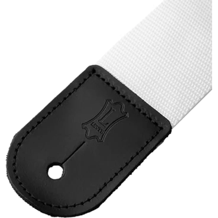 Levys Poly Strap 2" WH, Gitarrengurt aus Polypropylen mit Lederendstück, verstellbar von 89 cm bis 157 cm, Farbe Weiß – Bild 8