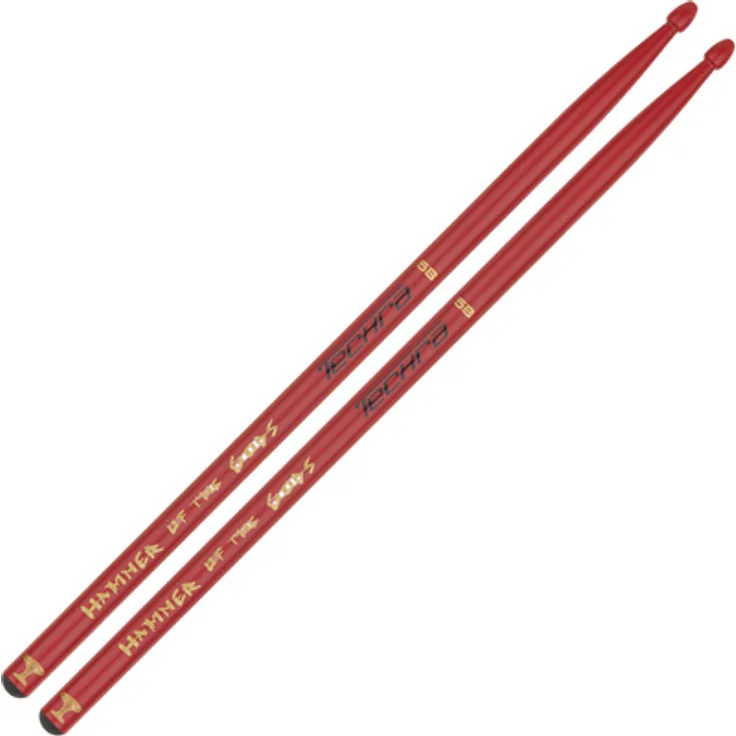 Techra Hammer of the Gods 5B Red, Carbon Drumsticks für präzises Spiel, rot, 409 mm Länge, 14,8 mm Durchmesser