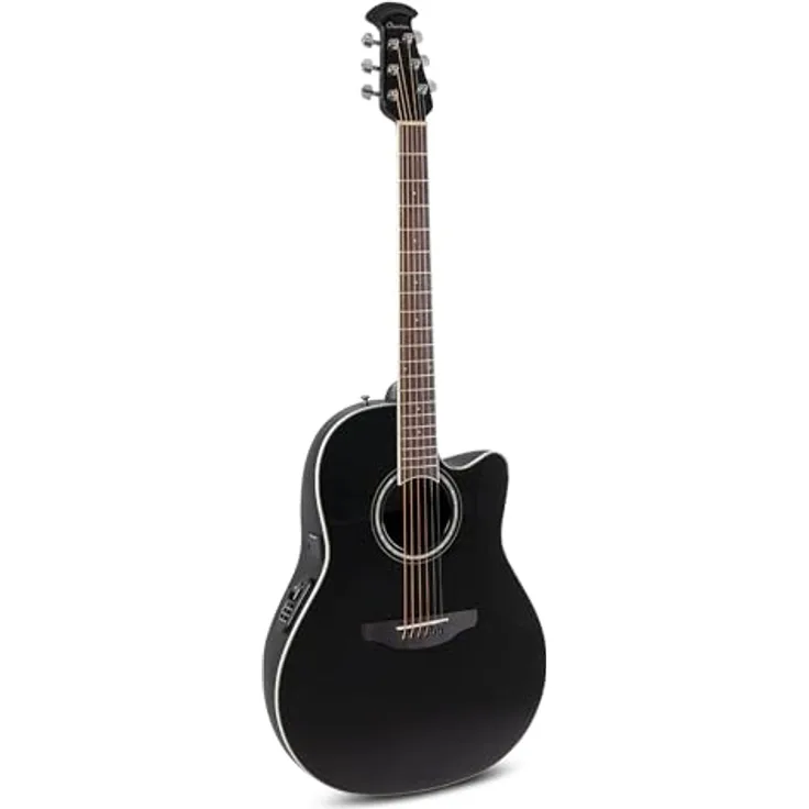 Ovation Celebrity Tradition CS-24-5-G, Westerngitarre mit massiver Fichtendecke, Mid-Depth Cutaway, Schwarz, mit Ovation Slimline Pickup und OP-4BT Preamp