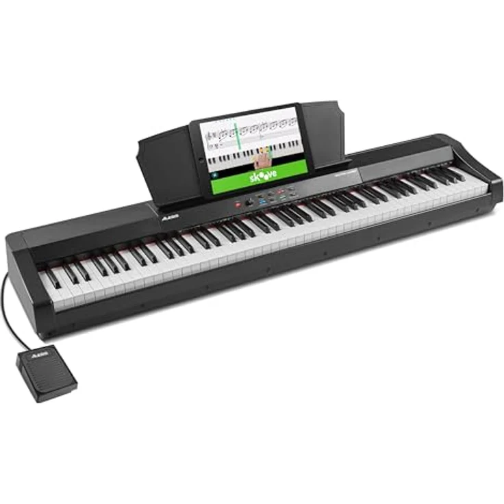 Alesis Recital Grand, E-Piano mit 88 gewichteten Hammermechanik-Tasten, 16 Sounds, Lautsprechern und Kopfhörerausgang, inkl. Klavier Lektionen-Abo – Bild 1