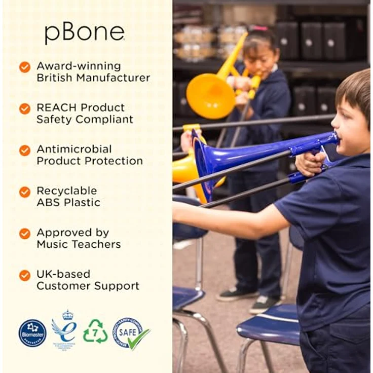 pBone music pBone Black, Bb-Tenorposaune aus ABS-Kunststoff mit Fiberglas-Zug, ergonomisch und leicht (0,8 kg), inkl. Kunststoff-Mundstück und Gig Bag, schwarz – Bild 7