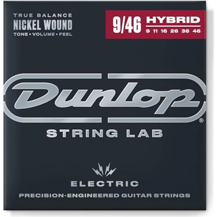 Jim Dunlop DEN0946 E-Gitarren-Saiten, Electric Nikel Performance + Light Heavy 09-11-16-26-36-46, vernickelter Stahl, 6 Saiten, Low Tension – Bild 1