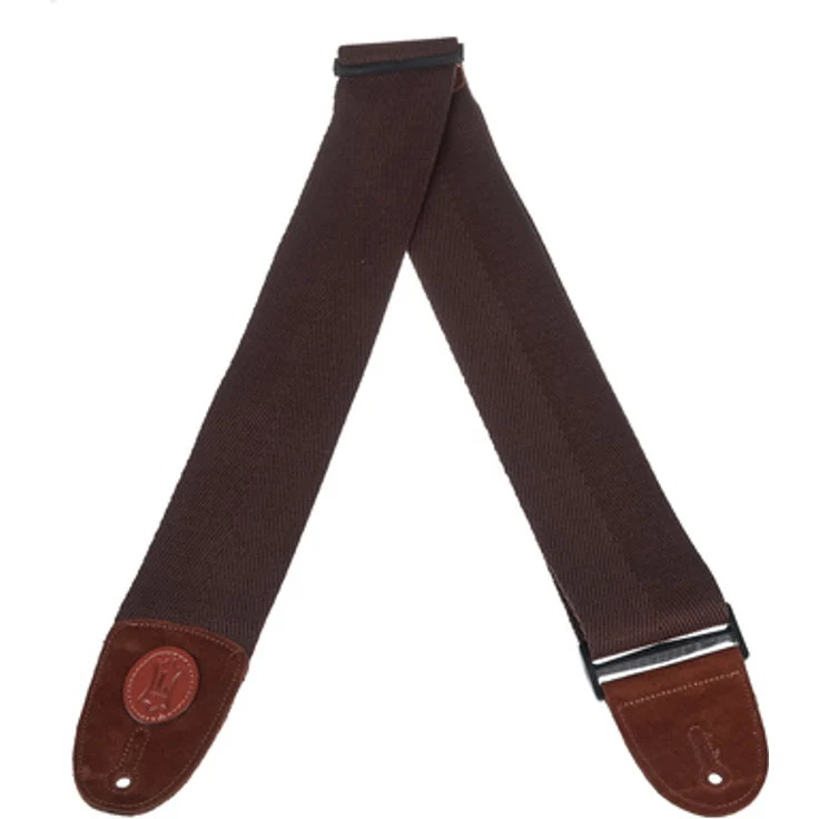 Levys Heavy Cotton Strap 3", Gitarrengurt aus Baumwolle mit Wildleder-Endstück, verstellbar von 102 cm bis 165 cm, Braun