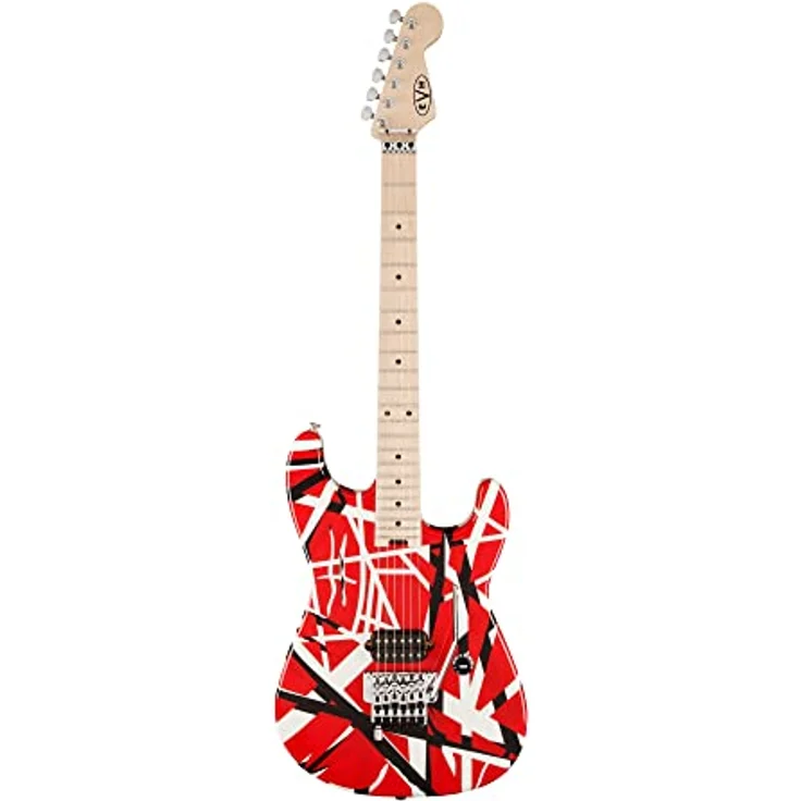 Evh Stripe Red, E-Gitarre mit Linde Korpus, Ahorn Hals, 22 Jumbo Bünden, Floyd Rose Tremolo, Rot mit schwarzen und weißen Streifen – Bild 1