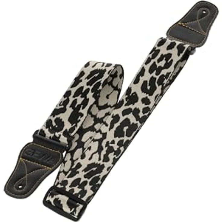 Gewa Guitar Strap Animal Edition Panther, Gitarrengurt aus Nylon, verstellbar von 89 bis 147 cm, breite 50 mm, mit speziellen Lederenden und Verstärkungsnaht – Bild 1