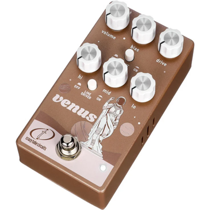 Crazy Tube Circuits Venus, Tube Overdrive / Distortion FX Pedal mit ECC832-Röhre, Metallic Amber Sand