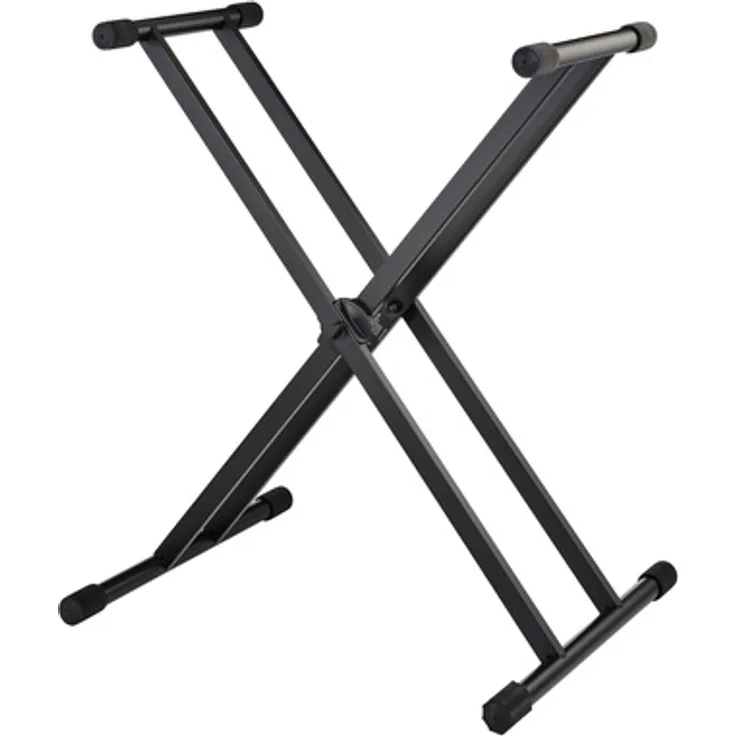 K&M 18976 Keyboard-Ständer mit Doppelstrebe, stabiler X-Ständer aus Metall, höhenverstellbar 590 mm - 1000 mm, schwarz