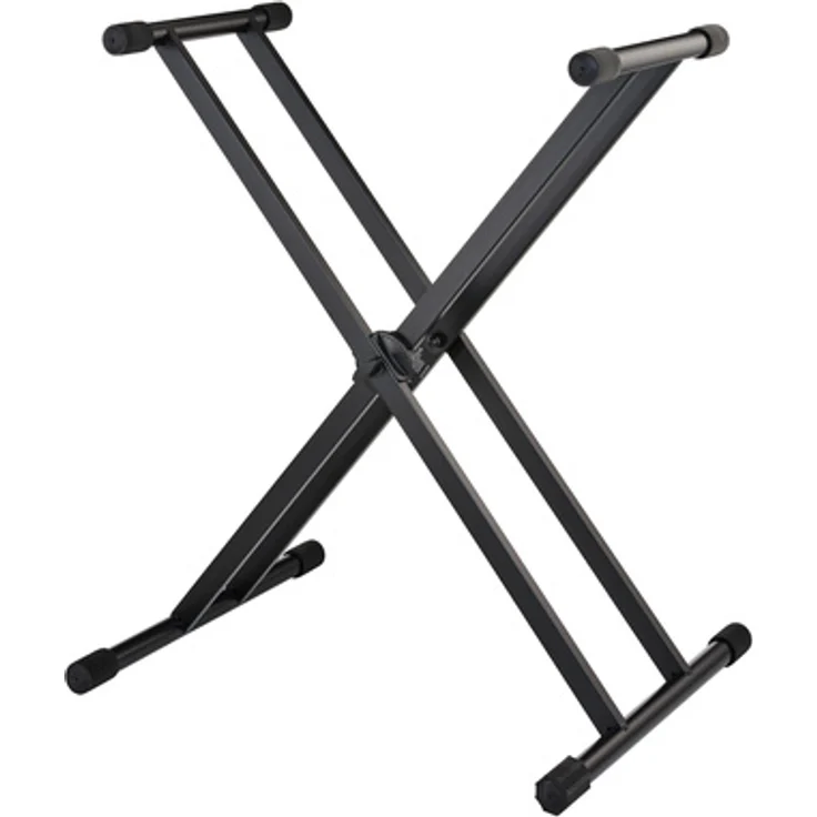 K&M 18976 Keyboard-Ständer mit Doppelstrebe, stabiler X-Ständer aus Metall, höhenverstellbar 590 mm - 1000 mm, schwarz