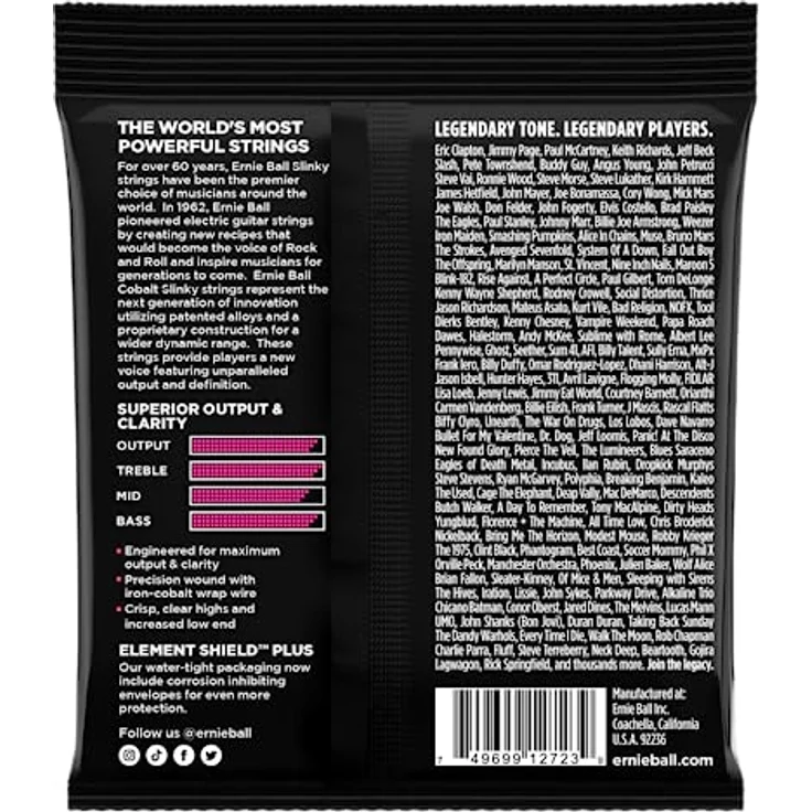 Ernie Ball Super Slinky Cobalt E-Gitarrensaiten, Stärke 9–42, erhöhte Leistung durch starke magnetische Beziehung, hergestellt in den USA – Bild 2