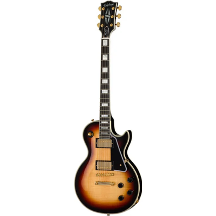 Epiphone IGC Les Paul Custom SB, E-Gitarre in Sedona Burst mit Mahagoni-Korpus, Ahorn-Decke und Gibson Tonabnehmern