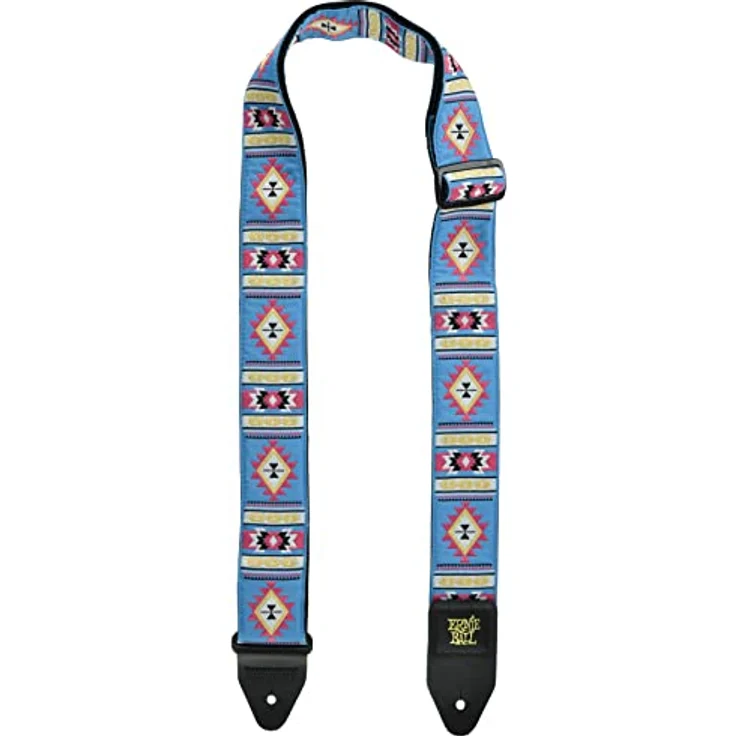Ernie Ball Jacquard E-Gitarre Gurt, Sedona Blue, 51 mm breit, verstellbar von 104 cm bis 183 cm, mit Lederenden – Bild 1