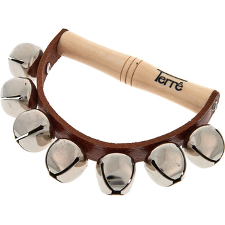 Terre Sleigh Bells, Schlittengeläut mit Lederkranz und Eisenglöckchen, hoher Schellenton, handspielbar wie Tambourin