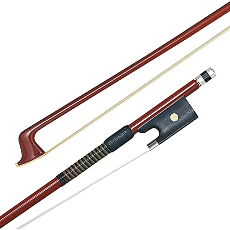 P&H Violin Bow Fiberglass 1/8 BR, Geigenbogen mit echtem Rosshaarbezug und Abalone Inlay, braun