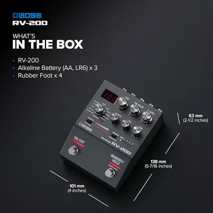 Boss RV-200 Reverb, Effektpedal für E-Gitarre mit 12 Reverb-Typen, True Bypass, MIDI-Anschlüssen, kompaktem Design – Bild 6