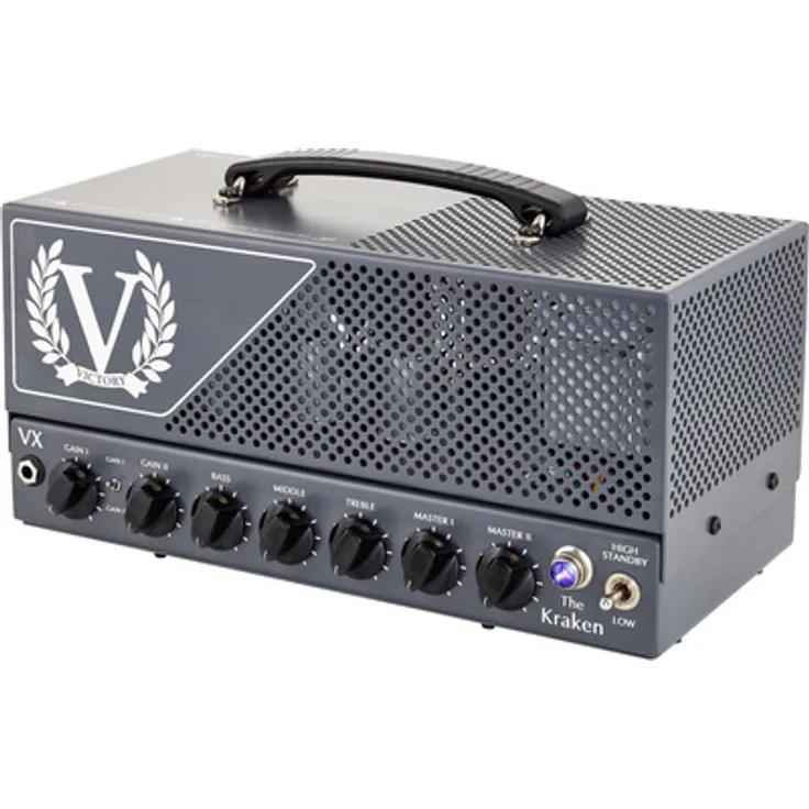 Victory Amplifiers VX The Kraken Head, Vollröhren E-Gitarren-Topteil, 2 Kanäle, schaltbare Leistung 50/15/9/2 Watt, inkl. Fußschalter und Tragetasche, Made in the UK