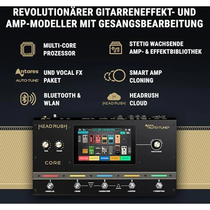 Headrush Core, Gitarren-Multieffekt mit Amp-Modellierung, 7-Zoll Touchscreen, inkl. Auto-Tune und Bluetooth – Bild 2