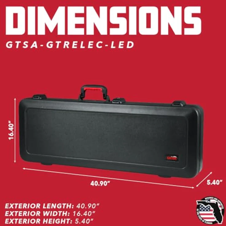 Gator TSA LED Electric Guitar Case, Gitarrenkoffer mit LED-Innenbeleuchtung für ST- & T-Style E-Gitarre, schwarz – Bild 7