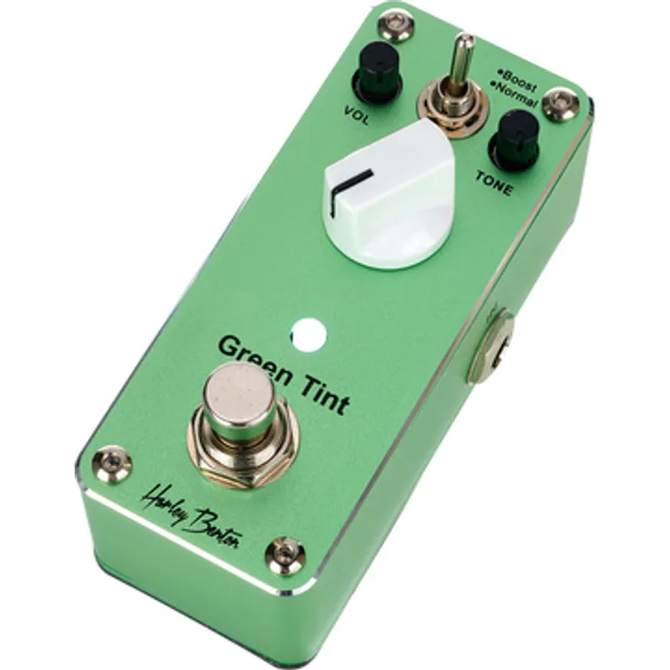 Harley Benton MiniStomp Green Tint, Overdrive-Pedal für E-Gitarre mit Vintage-Röhren-ähnlichem Klang, True Bypass und Klangregelung