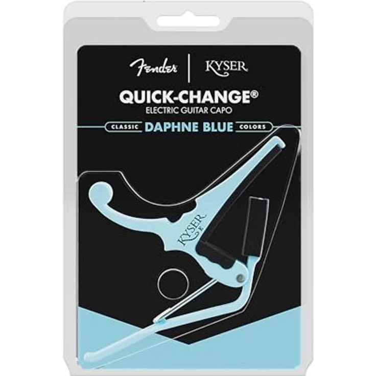 Kyser Fender Classic Capo KGE DBL, Quick Change Kapodaster für E-Gitarre, Daphne Blue, aus Aluminium mit 9,5" Griffbrettradius – Bild 4