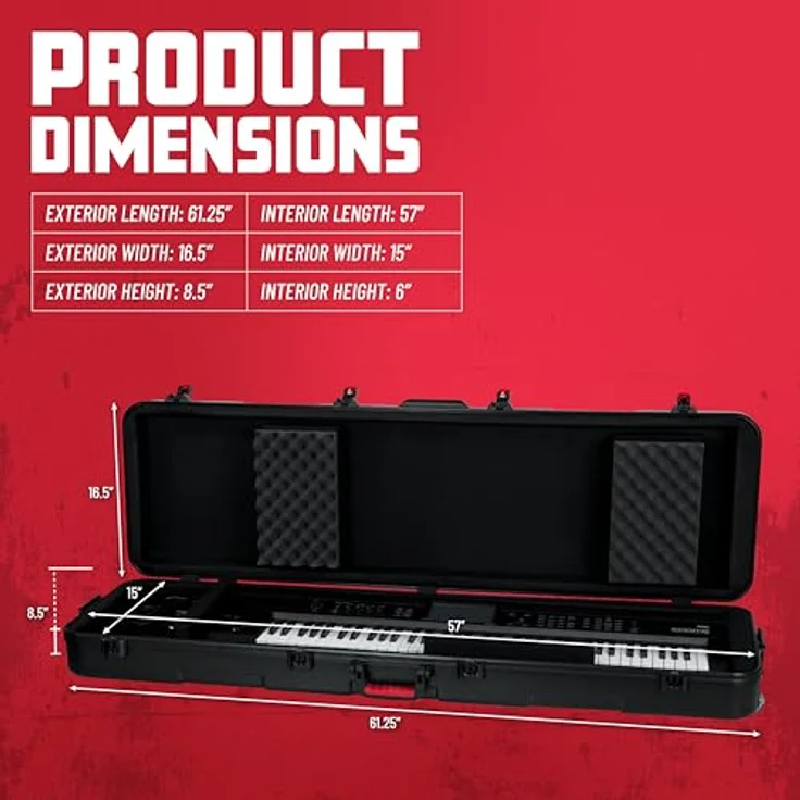 Gator TSA 88SLXL Keyboardcase, stabiler Polyäthylenaufbau mit TSA-Verriegelungen und Rollen, schwarz – Bild 6