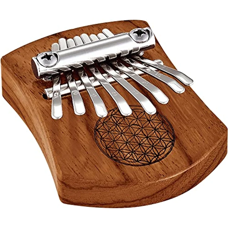 Sonic Energy Massivkörper Kalimba KL802FOL – C-Dur, 8 Töne, aus rotem Zebraholz mit Lebensblume – für Meditation, Yoga und Kinder – Bild 1