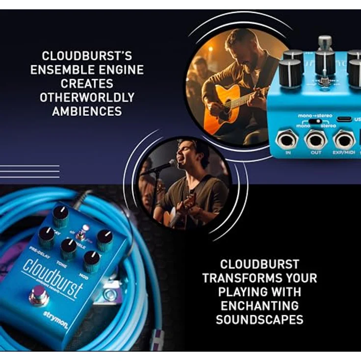 Strymon Cloudburst Reverb, Effektpedal für E-Gitarre mit mehreren Halltypen, Mono/Stereo Anschlüssen, True Bypass – Bild 4
