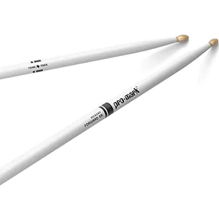 ProMark Drumsticks Classic 5A, Schlagzeug Sticks mit ovalem Holzkopf und wasserbasierter Farbe, weiß – Bild 1