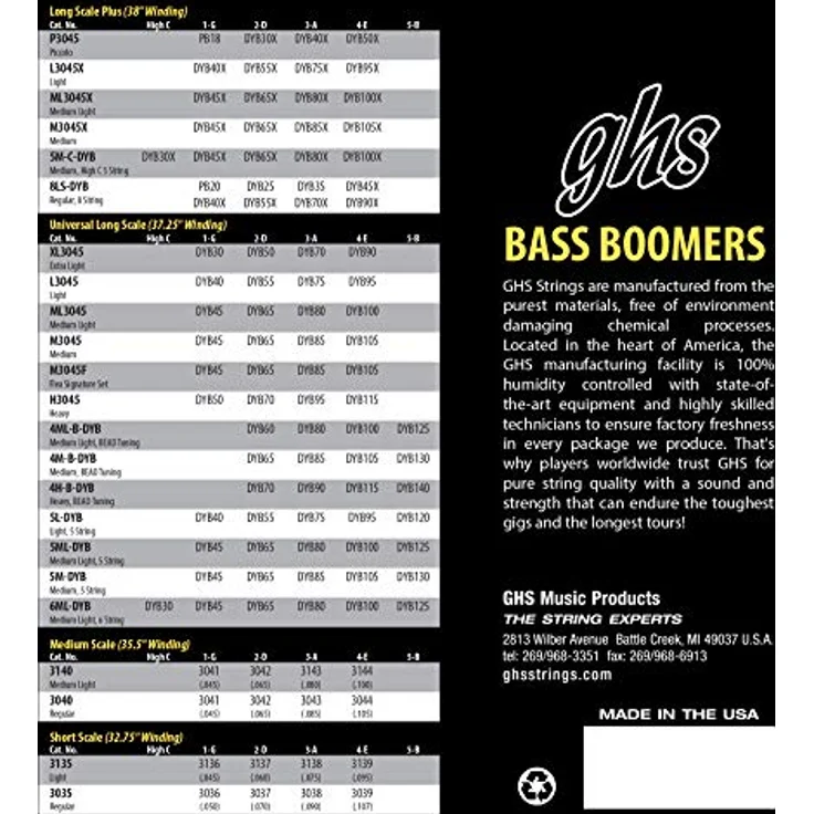 GHS Bass Boomers M3045, Bass Saiten Set, 4-String, Medium Gauge .045-.105, 2-Pack mit luftdichtem Frischpack – Bild 2