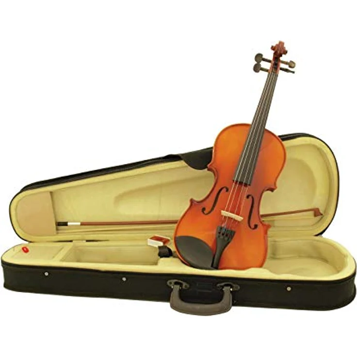 DIMAVERY Violine 4/4 mit Bogen im Kunststoff-Case, Ahorn Korpus, Holzbogen und Holzfrosch – Bild 1