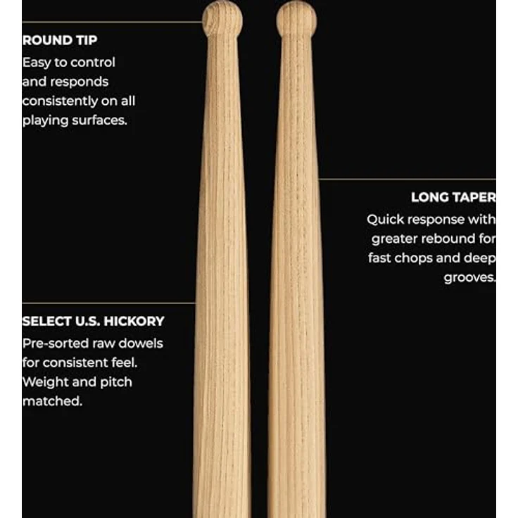 Meinl Calvin Rodgers Signature Stick, Drumstick aus American Hickory, Gewichtstyp: Medium, 419 mm Länge, 14,2 mm Durchmesser, runder Holzkopf, made in Germany – Bild 4
